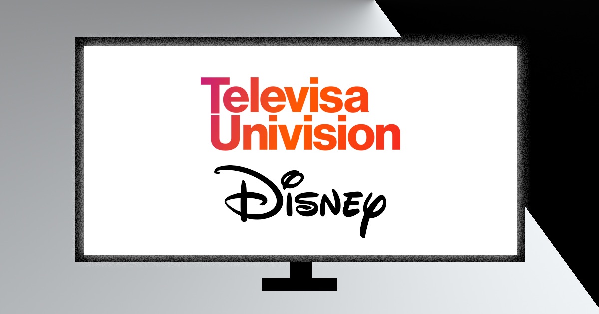 TelevisaUnivision and Disney Entertainment logos on TV